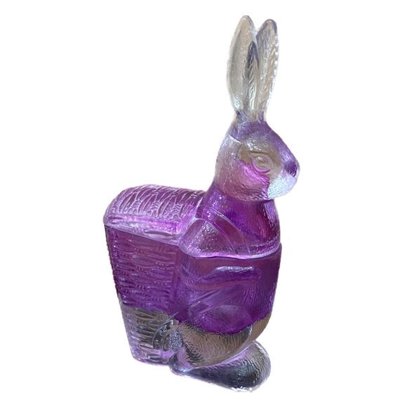 Vintage Zabkowice Glass Magenta Pink Bunny Rabbit Candy Dish - Picture 3 of 16
